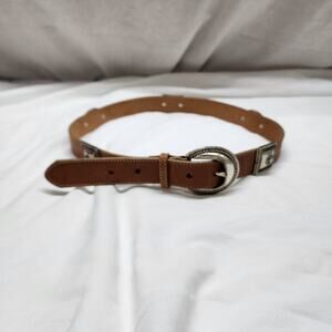 vintage Brighton brown leather belt with silver-tone Celtic-style hardware. BRIGHTON LEATHER BELT 1995 Vintage - Etsy main image 2